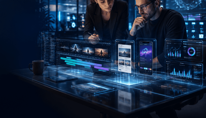 AI video production timeline and editing workspace