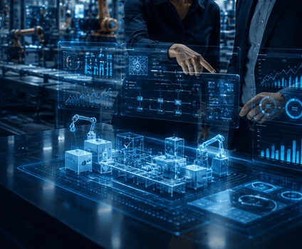 Production planning dashboards on a manufacturing floor