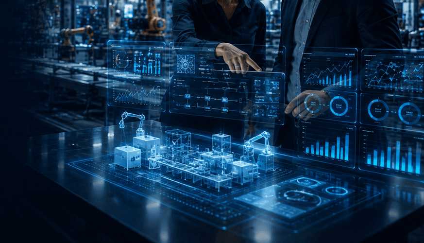 Production planning dashboards on a manufacturing floor