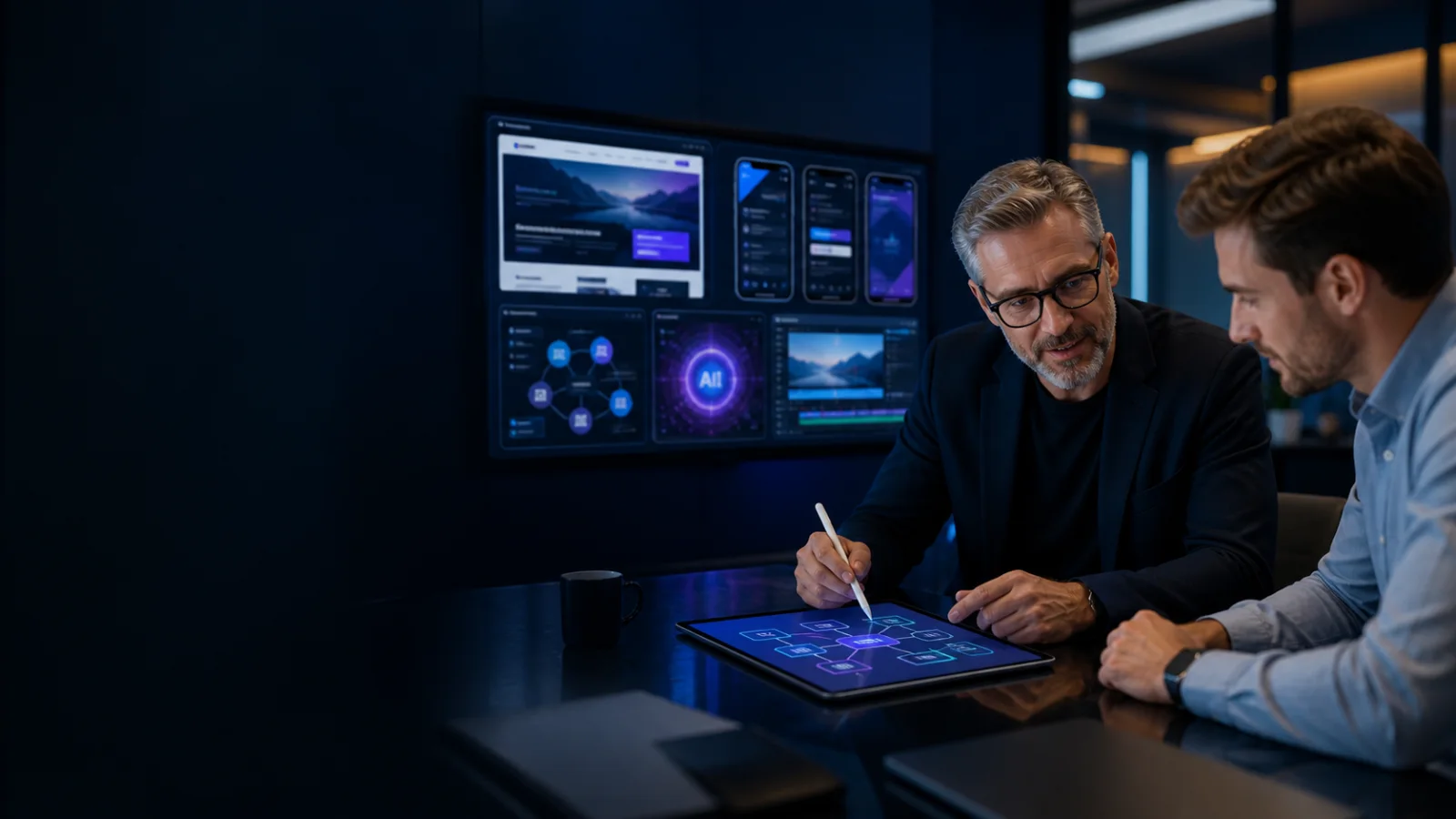 Business owner and software consultant planning an end-to-end digital solution
