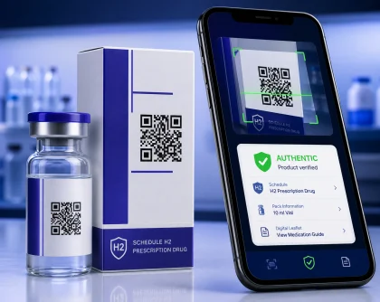 QR Pro eVerify scanning a Schedule H2 medicine pack for pharmaceutical authentication