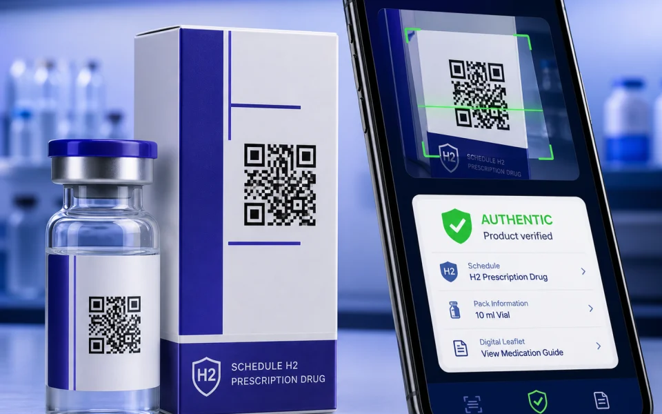 QR Pro eVerify authenticating a Schedule H2 pharmaceutical package