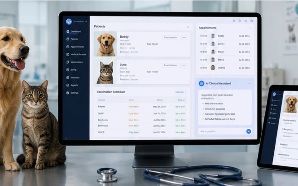 AI Vet Pro veterinary patient records, vaccination and appointment platform